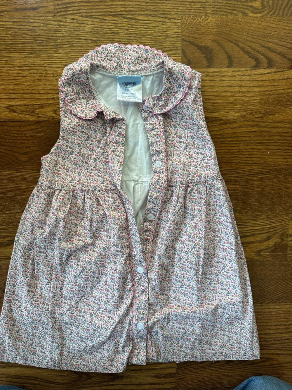 Classic whimsy Pink Floral Sleeveless Girls' Casual Dress